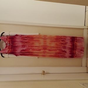 Sandra Darren 16W, sleeveless, maxi, multi colored, halter